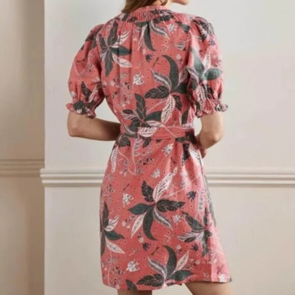 Boden Smocked Linen Shirt Dress Size 16 - Picture 3 of 10